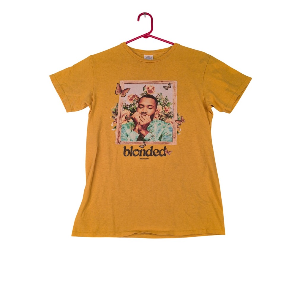 Frank Ocean Blonded Graphic T-Shirt Mens Small Yellow Butterfly Floral Delta Tag